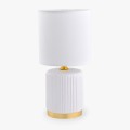 Lampka nocna biała z kloszem w kształcie walca – abażur HS8720-WH Zuma Line