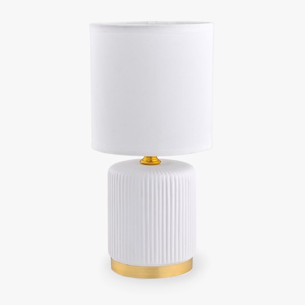 Lampka nocna biała z kloszem w kształcie walca – abażur HS8720-WH Zuma Line