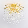 Złota lampa sufitowa z motywem gałązek z wiszącymi kryształkami CINDY MX4115-6B-EGN-II Zuma Line