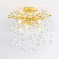 Złota lampa sufitowa z motywem gałązek z wiszącymi kryształkami CINDY MX4115-6B-EGN-II Zuma Line
