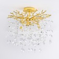 Złota lampa sufitowa z motywem gałązek z wiszącymi kryształkami CINDY MX4115-6B-EGN-II Zuma Line