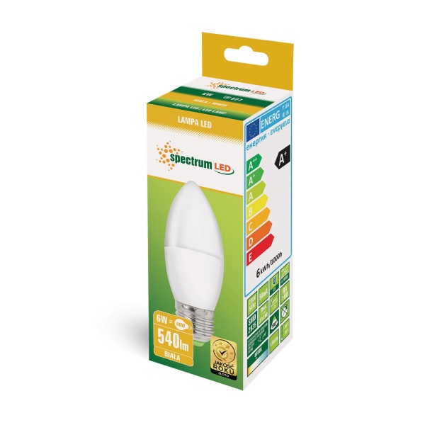 ŻARÓWKA LED 6W ŚWIECZKA 4000K E27 WOJ+14352 SPECTRUMLED