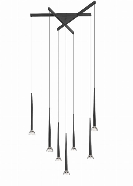 Lampa wisząca BOSTON nowoczesna, czarne zwisy LED 3000K 3850lm P0603-07C-P7B1 Zuma Line