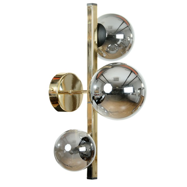 Stylowy kinkiet do salonu SERENITY złoty, szklane kulki klosze na gwint G9 1215 Zuma Line