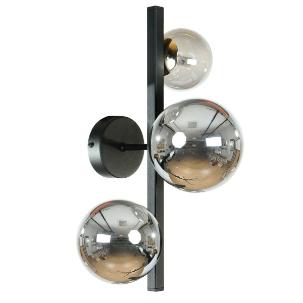 Kinkiet do salonu seria SERENITY czarny, lustrzane klosze kulki, gwint 3xG9 1216 Zuma Line