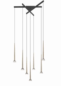 Geometryczna lampa wisząca BOSTON czarno ze złotymi zwisami LED, barwa ciepła 3850lm 0603-07C-SDB1 Zuma Line