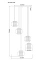 Lampa wisząca SOLIX z czarną okrągłą podsufitką, szklane geometryczne klosze, 5xE27 DU32201A/5L Zuma Line