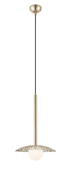 Lampa wisząca NICOSIA francuskie złoto, stylowy kopułka z szklanym kloszem, gwint G9 P0600-01C-F7AA Zuma Line