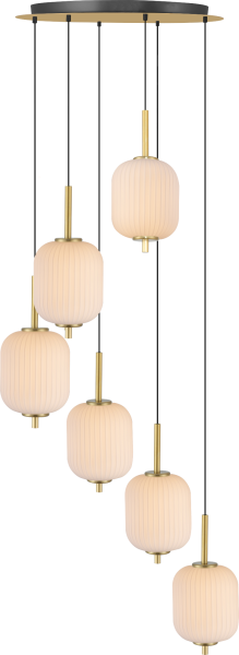 Lampa wisząca AKARI złota do salonu, kaskadowe kloszy zwisy LED zmienna barwa DU31288A/34W Zuma Line