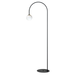 Lampa stojąca podłogowa BOW czarna 158cm z klasycznym szklanym kloszem, na E14 1224 Zuma Line