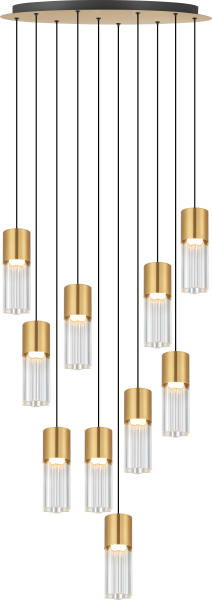 Lampa wisząca IGGLY czarno złota, okrągła podsufitka, dziesięć szklanych kloszy, LED 50W DU31909A/50W Zuma Line