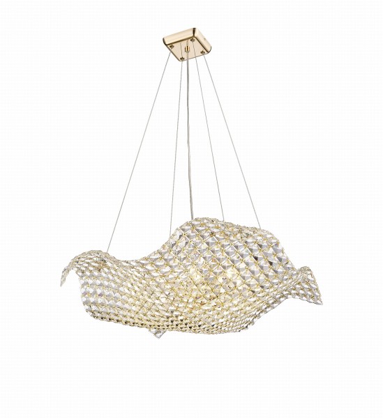 Lampa wisząca z kryształowym kloszem TIARA złota, gwint 8xG9 do salonu P0221-08M-F7AC Zuma Line