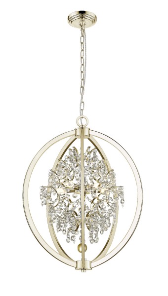 Lampa Wisząca PENA złota G9 5x42W – Nowoczesna lampa do salonu lub jadalni z kryształowym akcentem P0477-05B-F7AC Zuma Line