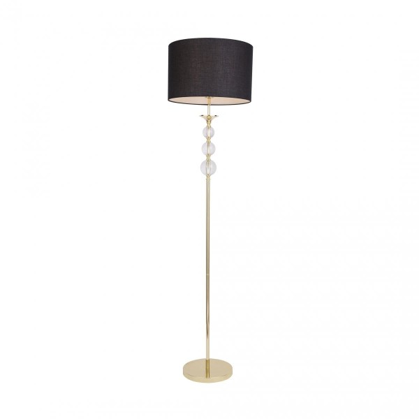 Lampa podłogowa czarny abażur 160cm ozdobna złota podstawa REA RLL93163-1GB Zuma Line