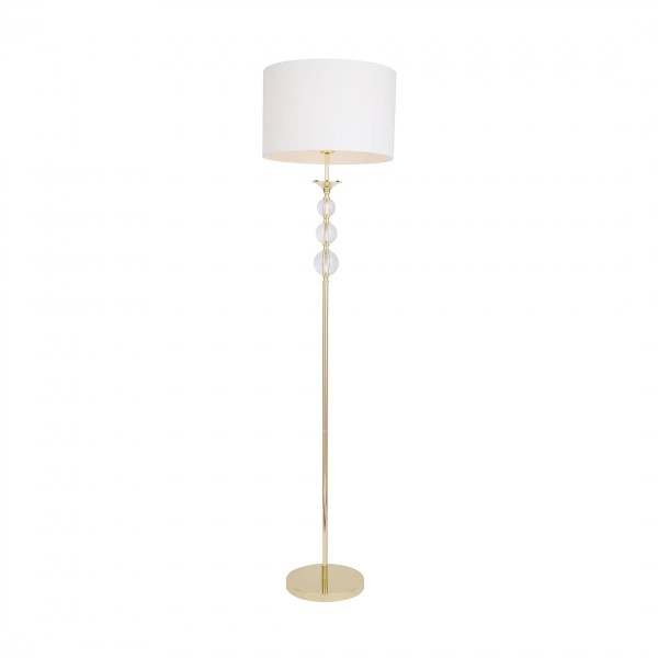 Stojąca lampa z białym klasycznym kloszem złota podstawa REA RLL93163-1GW Zuma Line
