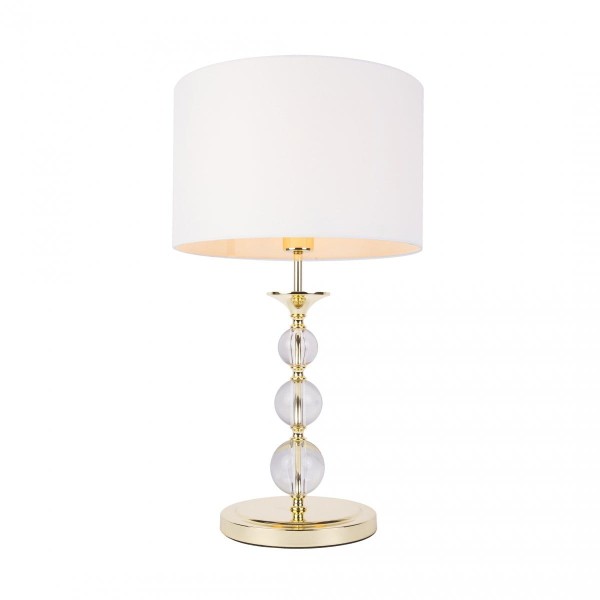 Lampa stołowa w stylu glamour do sypialni biały abażur złota podstawa REA RLT93163-1GW Zuma Line