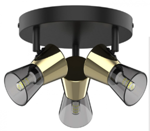 Lampa sufitowa z reflektorkami na rozecie CENTO czarno złota 3xG9 CK220532-3BG Zuma Line