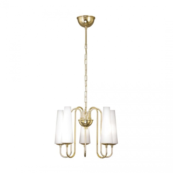 Żyrandol klasyczny z białymi szklanymi kloszami z serii MAGNUM 5xE14 1127 Zuma Line