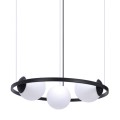 Lampa wisząca z białymi szklanymi kloszami ORBIT czarna 3xE27 5004 Zuma Line