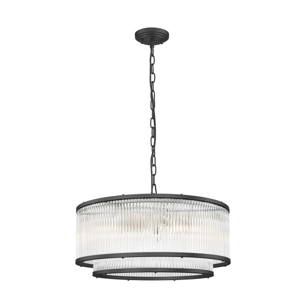 Lampa wisząca SERGIO z elegancka czarna lampa z podwójnym szklanym kloszem P0528-06H-P7AC Zuma Line