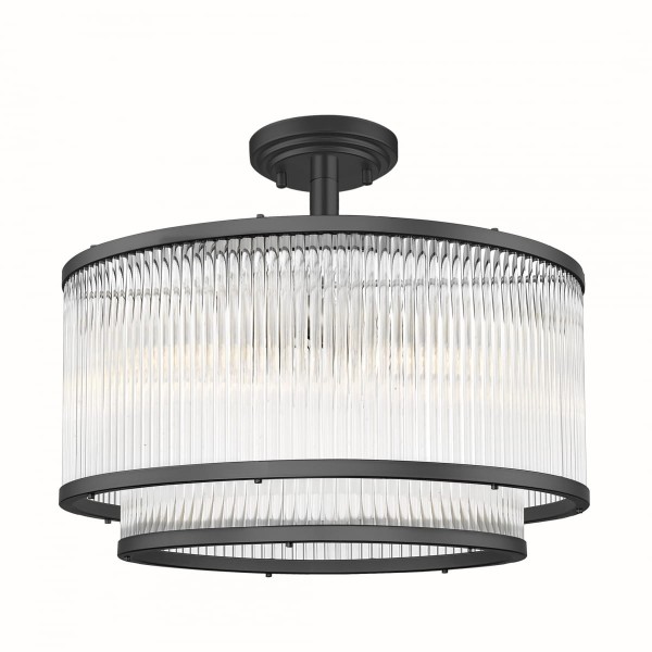 Lampa sufitowa Sergio elegancki plafon szklany klosz czarne elementy C0528-05H-P7AC Zuma Line