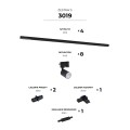 Zestaw szynowy 1-fazowy czarny 2x2m w kształcie litery L 8xGU10 3019 Zuma Line
