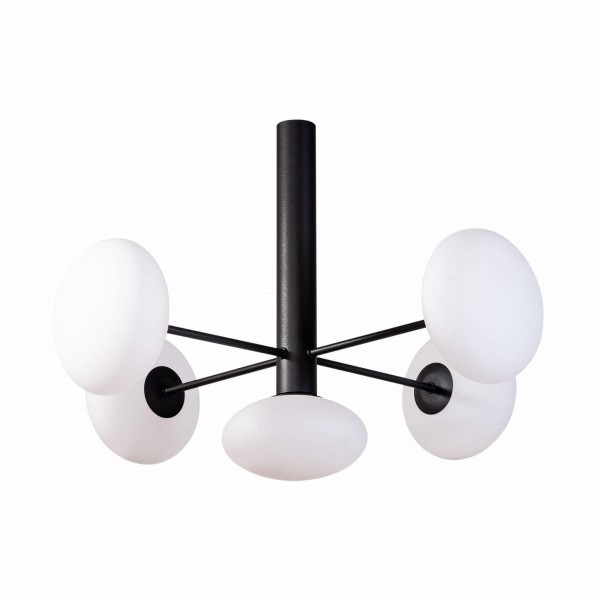 Nowoczesna lampa sufitowa z rodziny OMI, kolor czarny białe klosze do salonu  1198 Zuma Line