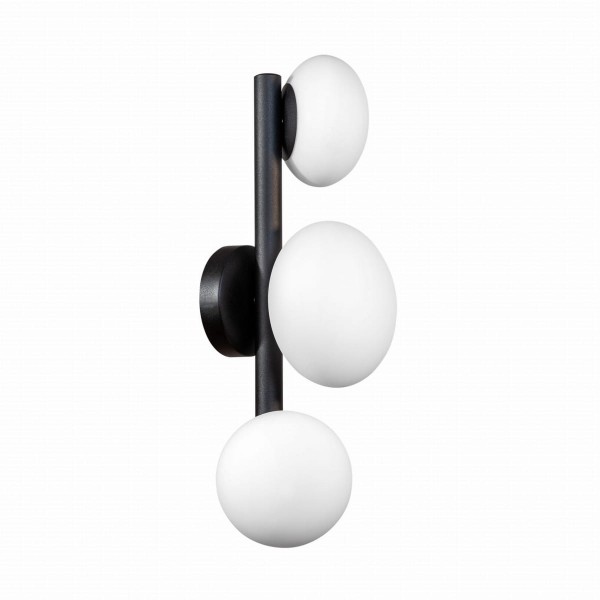 Kinkiet dekoracyjny do salonu OMI czarny 3xG9 mleczne szklane klosze 1178 Zuma Line