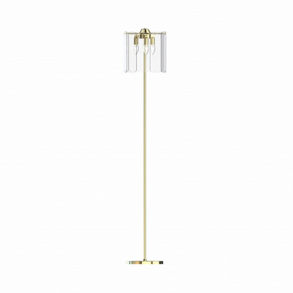 Lampa podłogowa złota 145 cm NIRA, szklany klosz, 3*E14 do stylowego salonu - ML3523-3-EGN Zuma Line