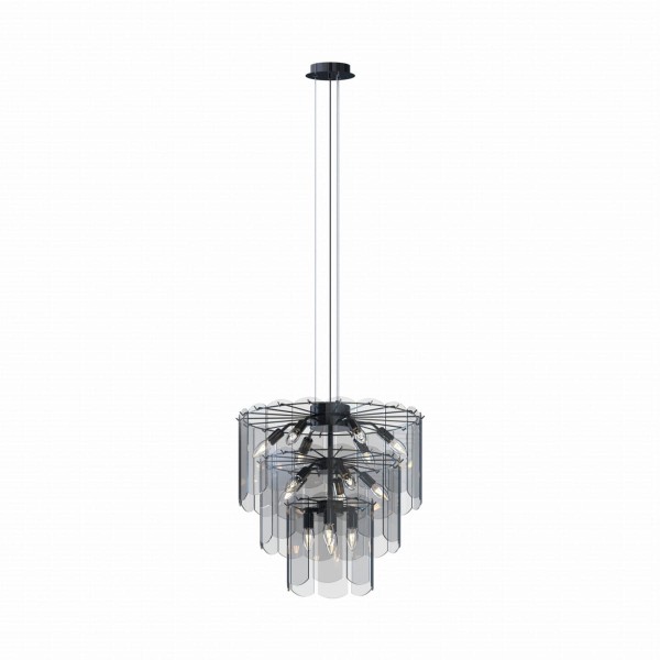 Elegancka lampa wisząca z szklanym kloszem NIRA czarna, do stylowego salonu - MD3523-14L-EBCN Zuma Line