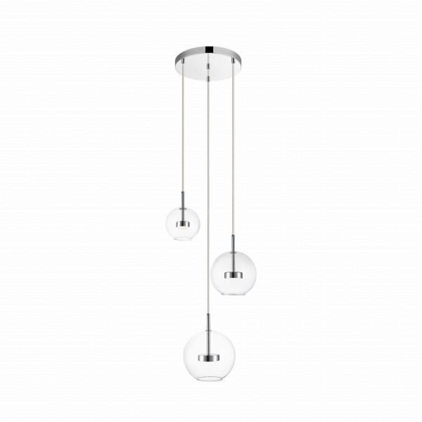 Lampa wisząca w minimalistycznym stylu ENCELADUS chrom, szklane klosze LED 5W ciepła barwa - P0428-03L-F4AC Zuma Line