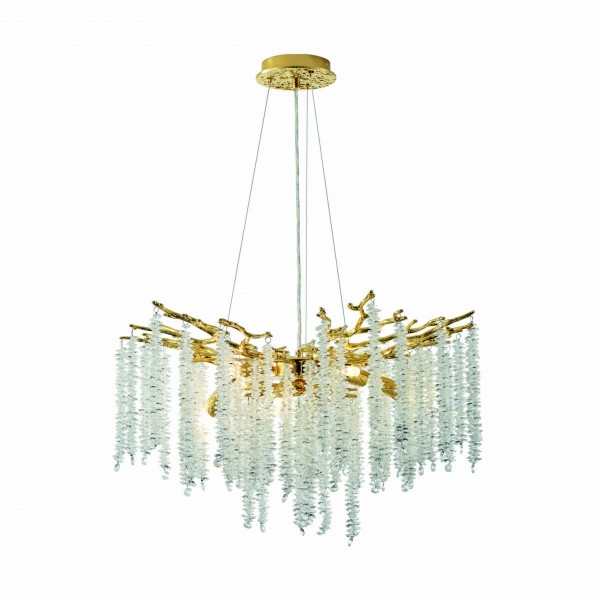 Lampa wisząca do salonu DIJON kolor Złoty, kryształowe dodatki,  8*G9 - MD3720-1-EGN Zuma Line