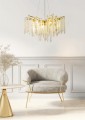 Lampa wisząca do salonu DIJON kolor Złoty, kryształowe dodatki,  8*G9 - MD3720-1-EGN Zuma Line