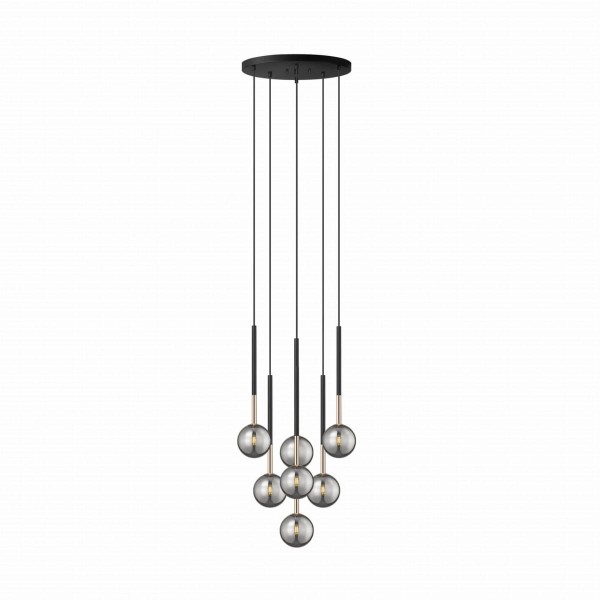 Lampa wisząca z dekoracyjnymi szklanymi kloszami ARCTURUS czarna nad stół - P0574-07F-SDFZ Zuma Line